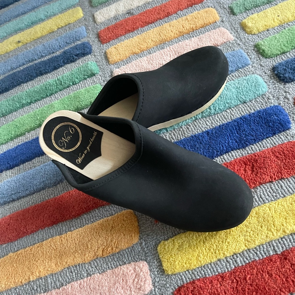 No. 6 Black Suede Clogs size 41 - New